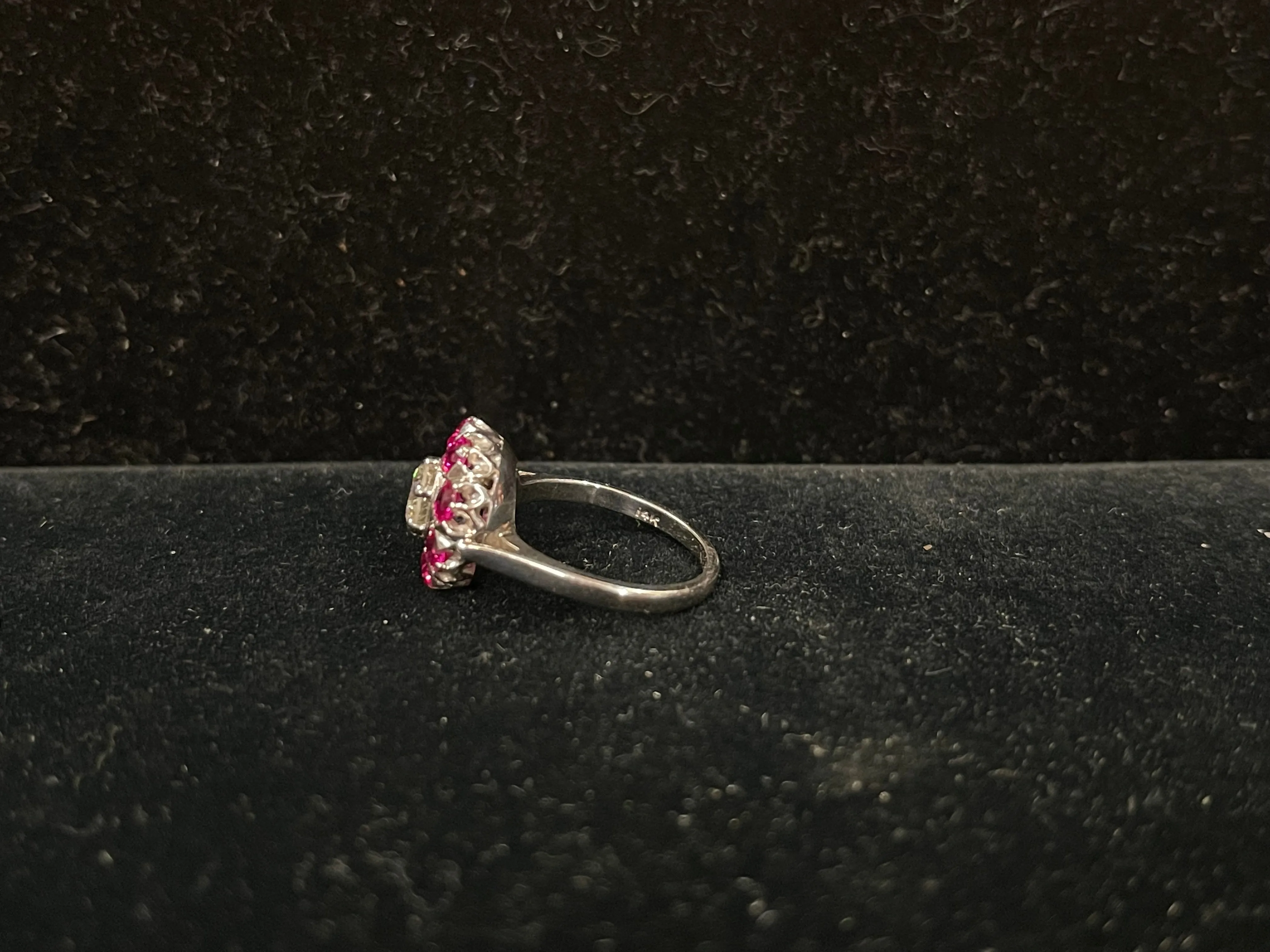 ''Diamond & Ruby WG Designer's Ring  1920's Art Deco 9 stones $25K APR w/CoA!!!!