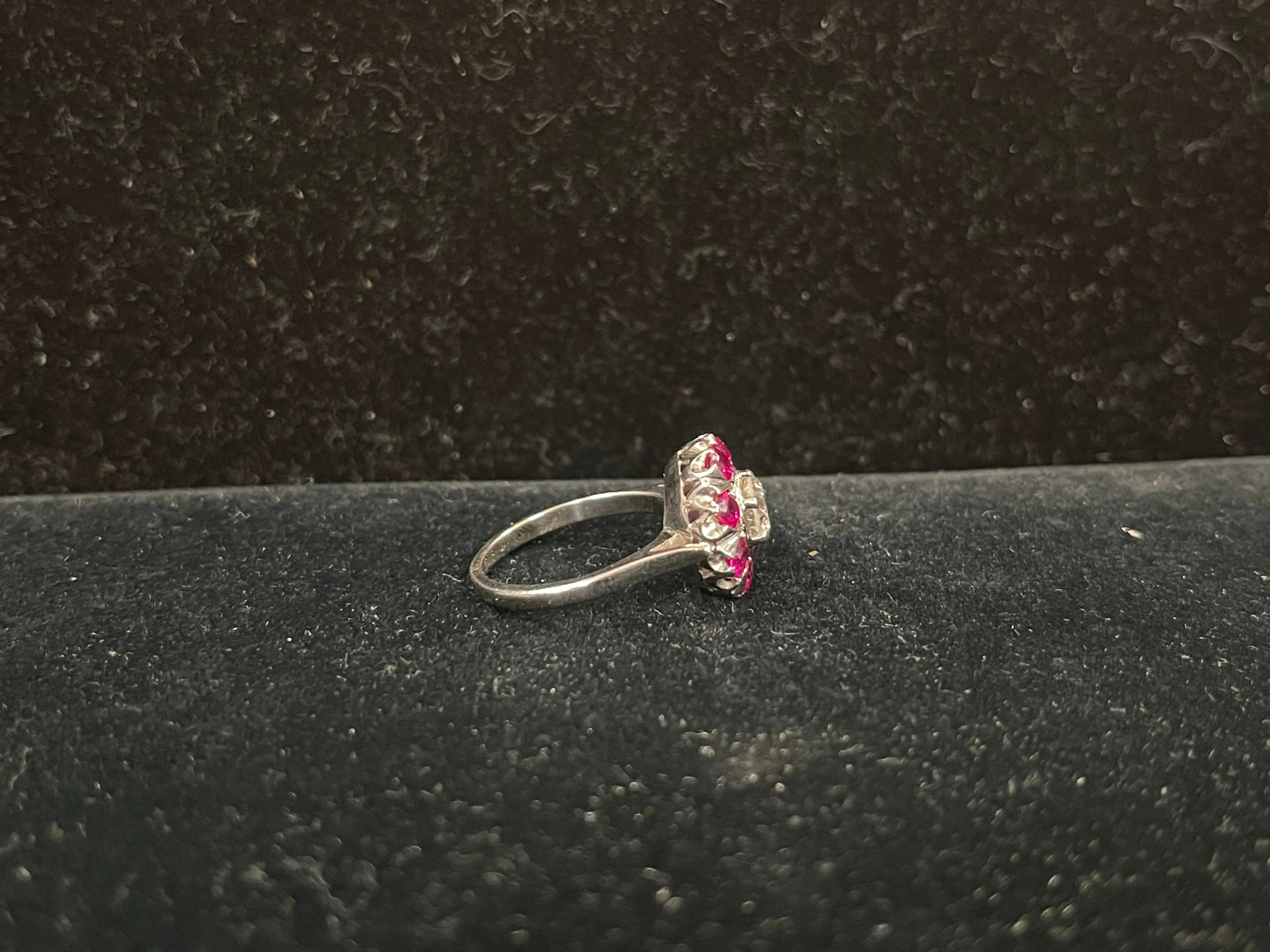 ''Diamond & Ruby WG Designer's Ring  1920's Art Deco 9 stones $25K APR w/CoA!!!!
