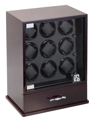Diplomat Estate Collection Ebony Wood Nine Watch Winder