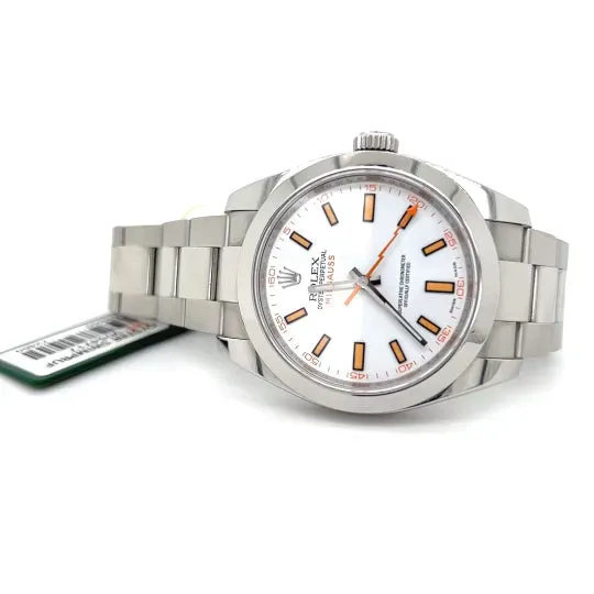 Exclusive 40mm Rolex Milgauss "Who cares I'm already late" custom dial blue font