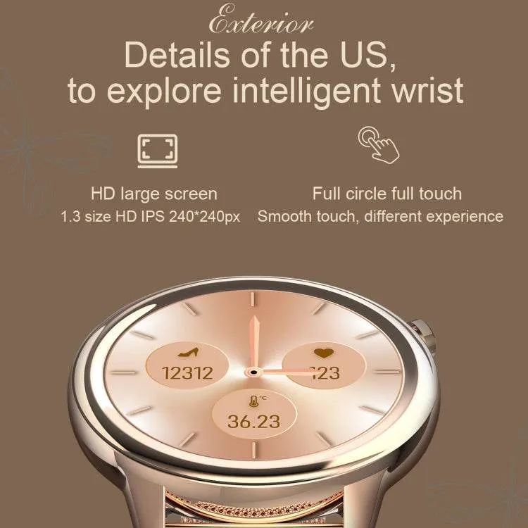 F80 1.3" IP68 Waterproof Smart Watch for Women with Body Temperature & Blood Pressure Monitoring, Menstrual Cycle Alerts