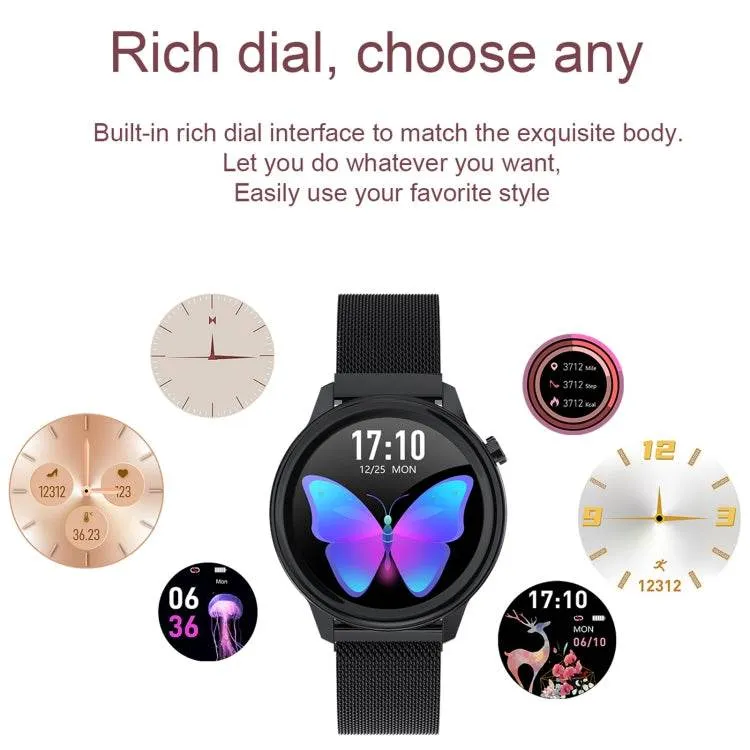 F80 1.3" IP68 Waterproof Smart Watch for Women with Body Temperature & Blood Pressure Monitoring, Menstrual Cycle Alerts