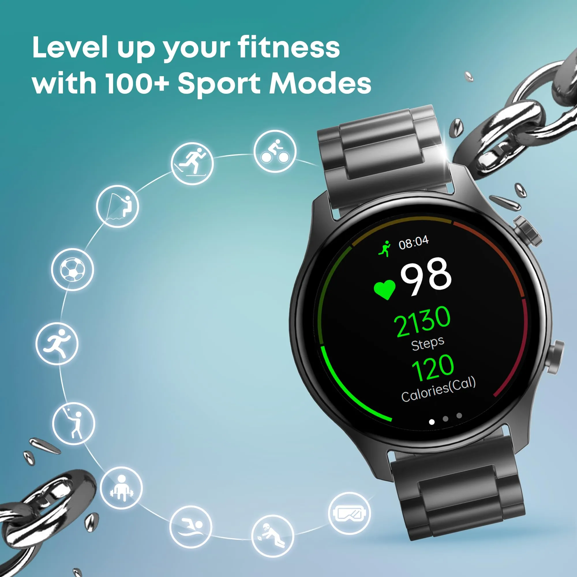 Fastrack Astor FR2 Pro Smart Watch, 1.43” AMOLED Display, 466 * 466 Pixel Resolution, SingleSync BT Calling, AI Voice Assistant, 100  Sports Modes and Smartwatch Faces, IP68 (Black)