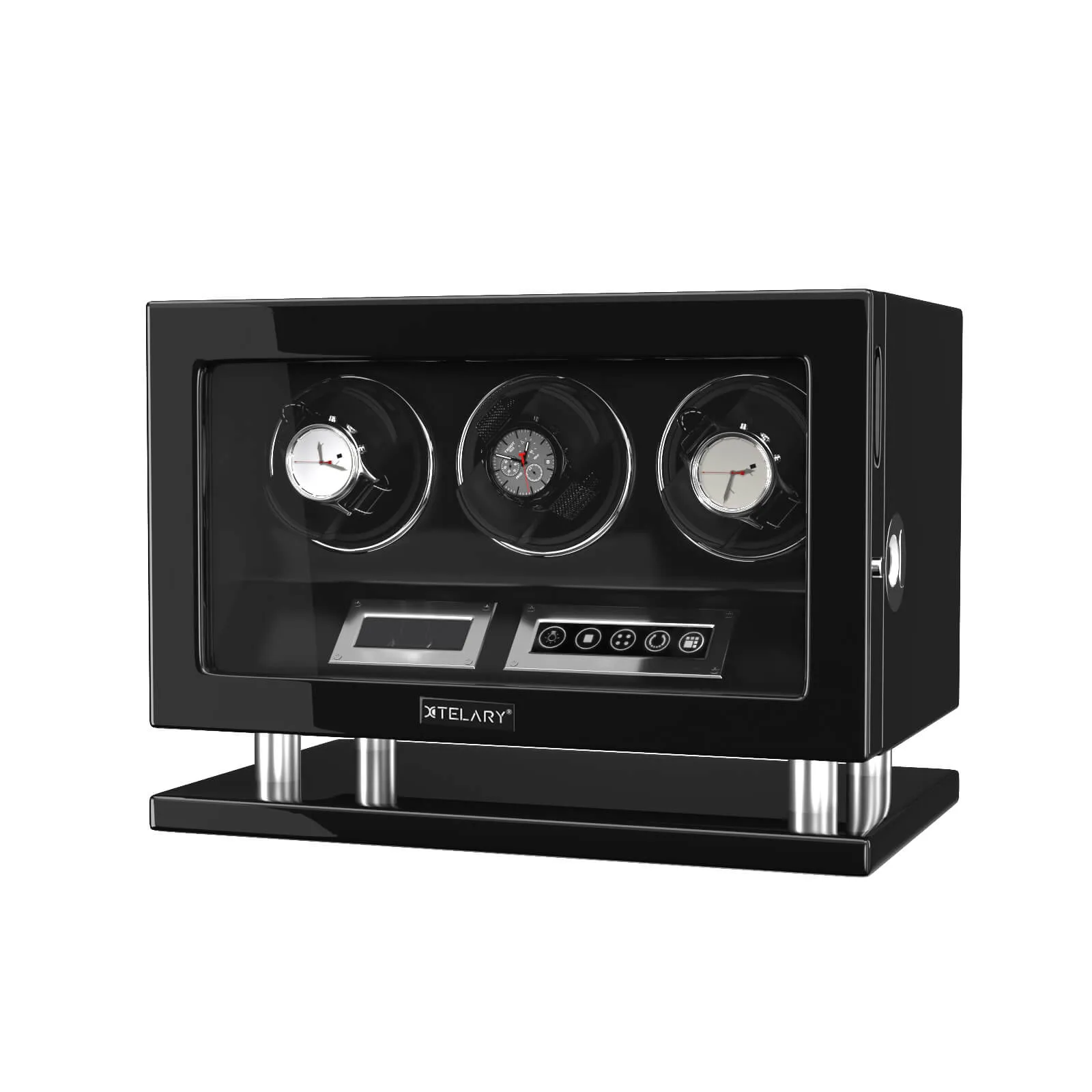 Fingerprint Unlock Watch Winder for 3 Slot Winding Spaces Automatic Watches with LCD Touchscreen Control