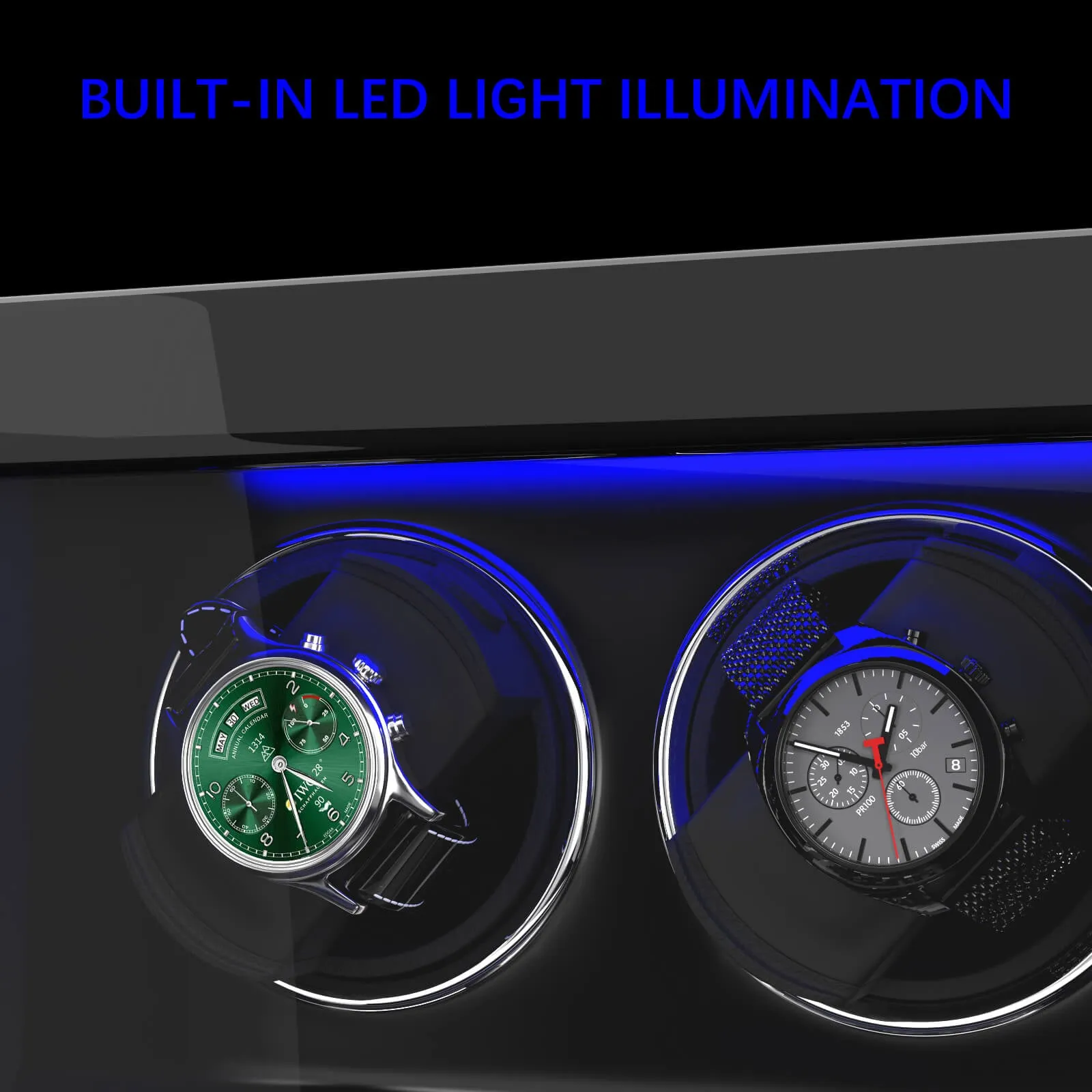 Fingerprint Unlock Watch Winder for 3 Slot Winding Spaces Automatic Watches with LCD Touchscreen Control