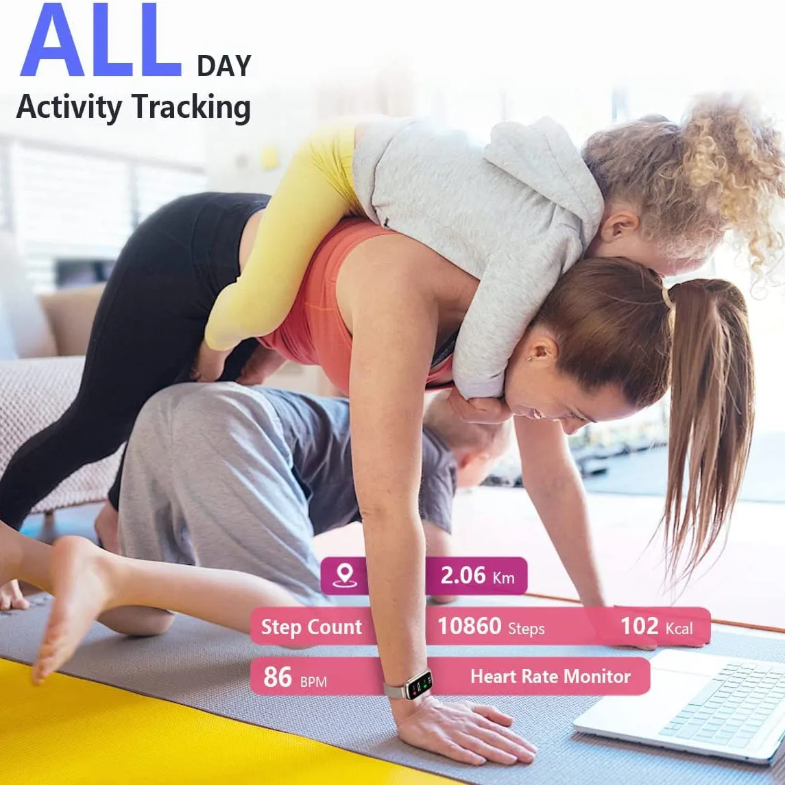 Fitness Tracker with Heart Rate Monitor, Blood Pressure Watch for Women