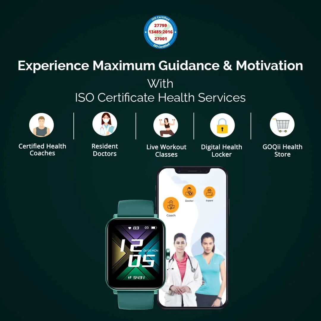 GOQii Insure  5 lakhs Health Insurance with Smart Vital Max (Green) and 3 Months Personal Coaching