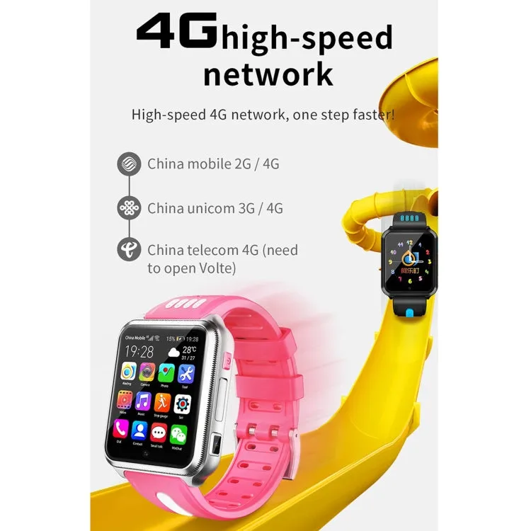 H1 1.54 inch Full-fit Screen Dual Cameras Smart Phone Watch, Support SIM Card / GPS Tracking / Real-time Trajectory / Temperature Monitoring(Silver Pink)