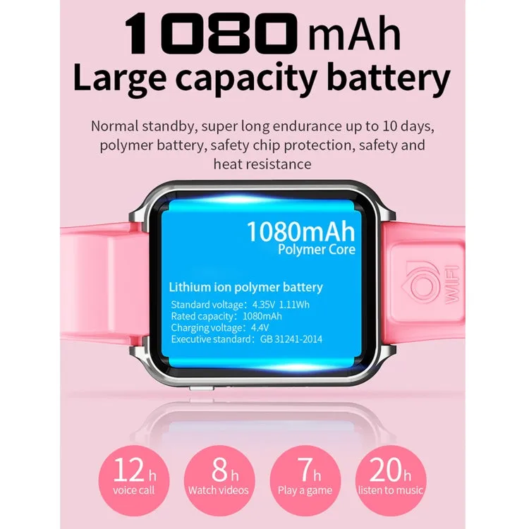 H1 1.54 inch Full-fit Screen Dual Cameras Smart Phone Watch, Support SIM Card / GPS Tracking / Real-time Trajectory / Temperature Monitoring(Silver Pink)