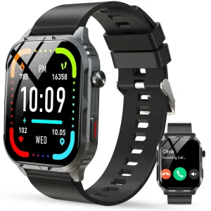 H5 IP68 Waterproof Smart Watch for Android and iPhone - Bluetooth Calling, Unisex Design, Black