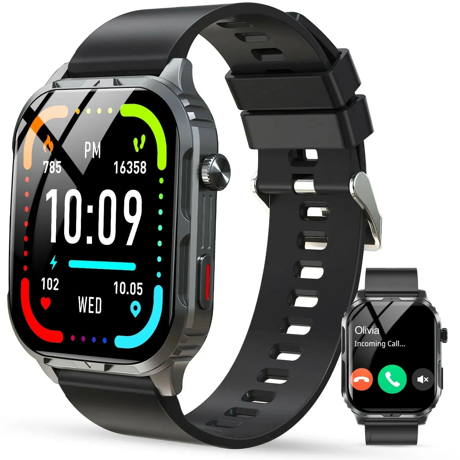 H5 IP68 Waterproof Smart Watch for Android and iPhone - Bluetooth Calling, Unisex Design, Black
