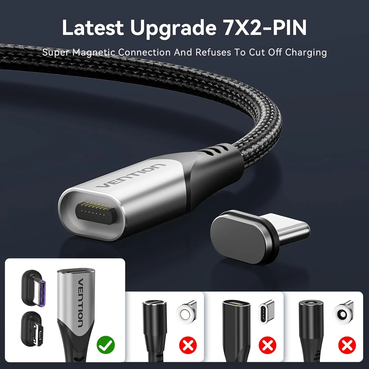 High-Speed 100W Magnetic Charging Cable with USB-C & Micro USB - Fast Data Transfer