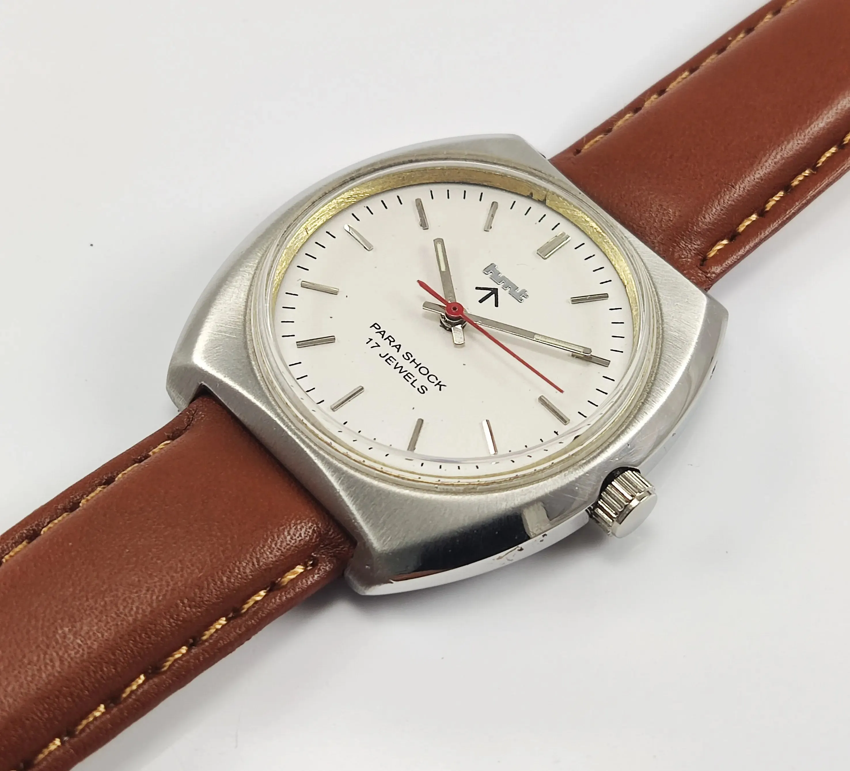 HMT Para Shock 17 Jewels Pearl Dial Mechanical Hand winding Men's Wrist Watch