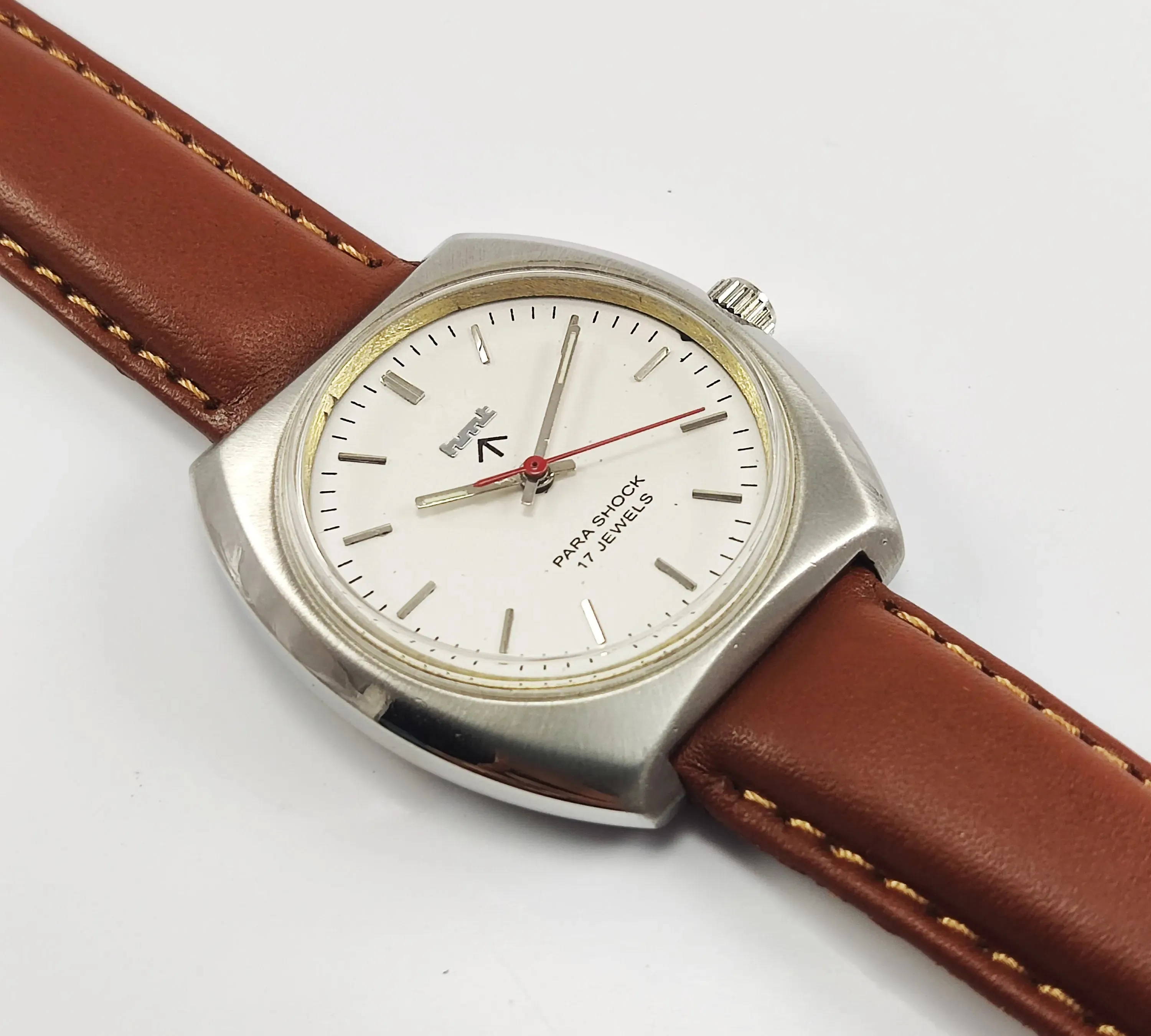 HMT Para Shock 17 Jewels Pearl Dial Mechanical Hand winding Men's Wrist Watch