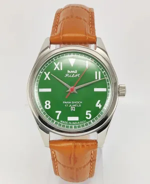 HMT Pilot Para Shock 17 Jewels Green Dial Mechanical Hand winding Men's Wrist Watch