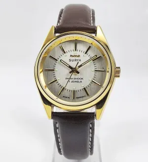 HMT Surya Para Shock 17 Jewels Silver Dial Transparent Back Mechanical Hand winding Men's Wrist Watch
