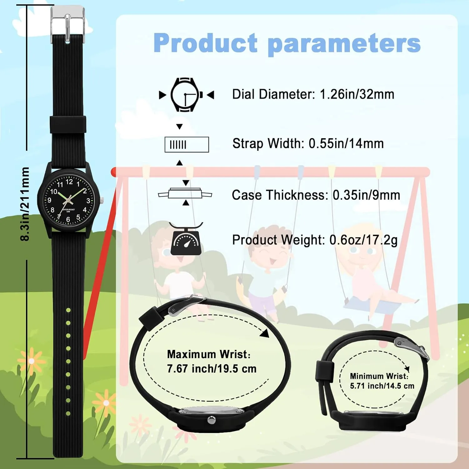 Kids Analog Watches for Girls Boys Watches with Soft Band Learning Time 50M Waterproof Children Watch Easy to Read for Ages 4-12 Kids Gift