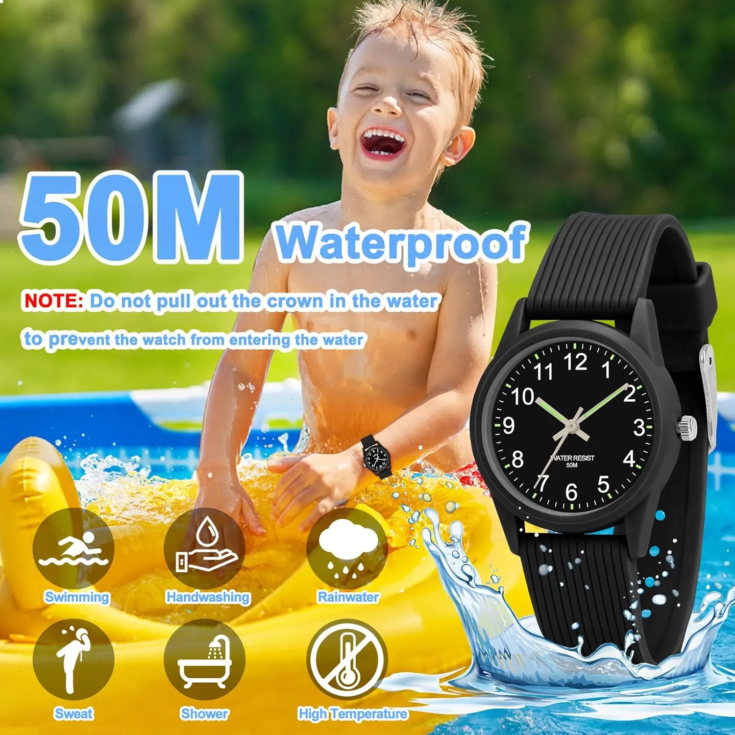 Kids Analog Watches for Girls Boys Watches with Soft Band Learning Time 50M Waterproof Children Watch Easy to Read for Ages 4-12 Kids Gift