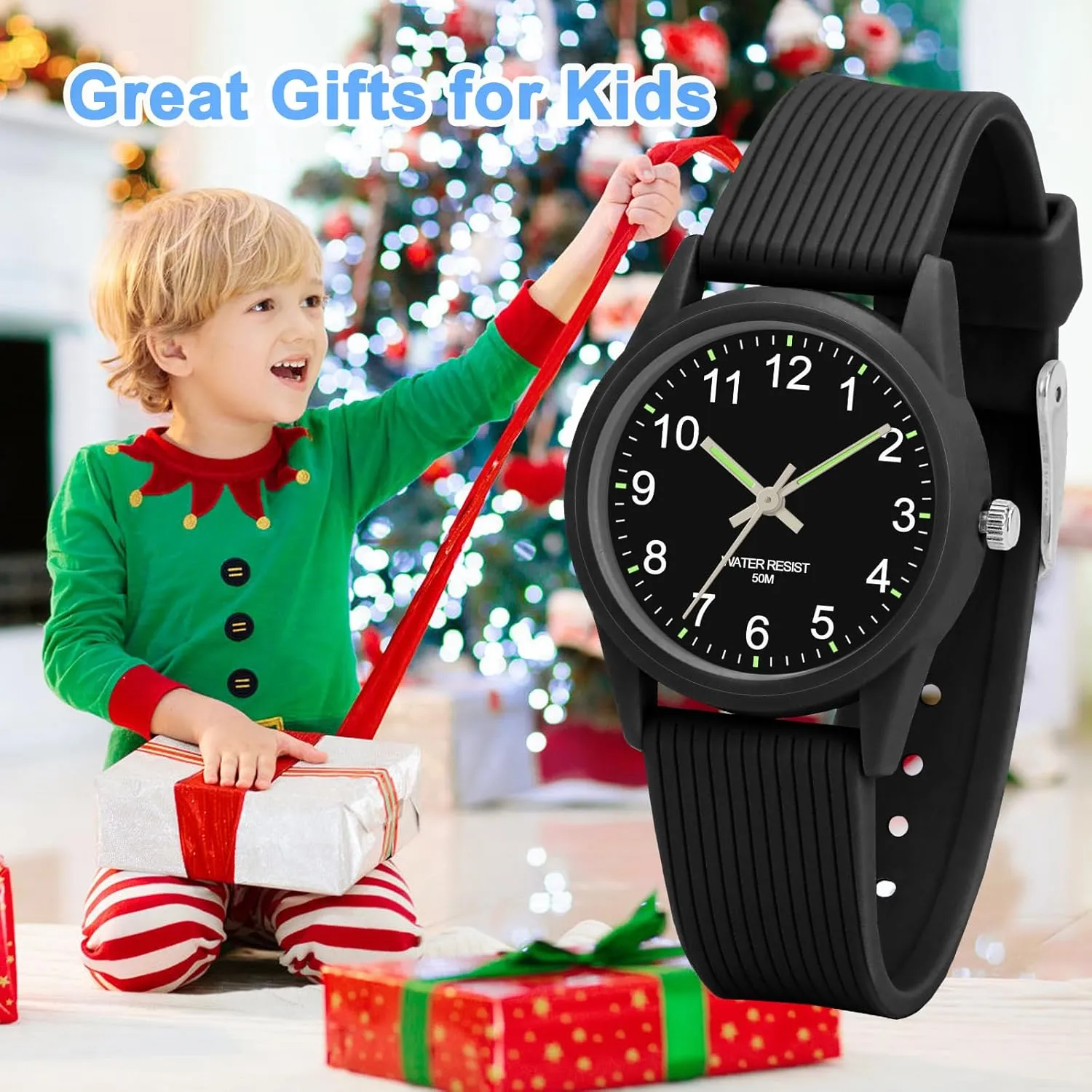 Kids Analog Watches for Girls Boys Watches with Soft Band Learning Time 50M Waterproof Children Watch Easy to Read for Ages 4-12 Kids Gift