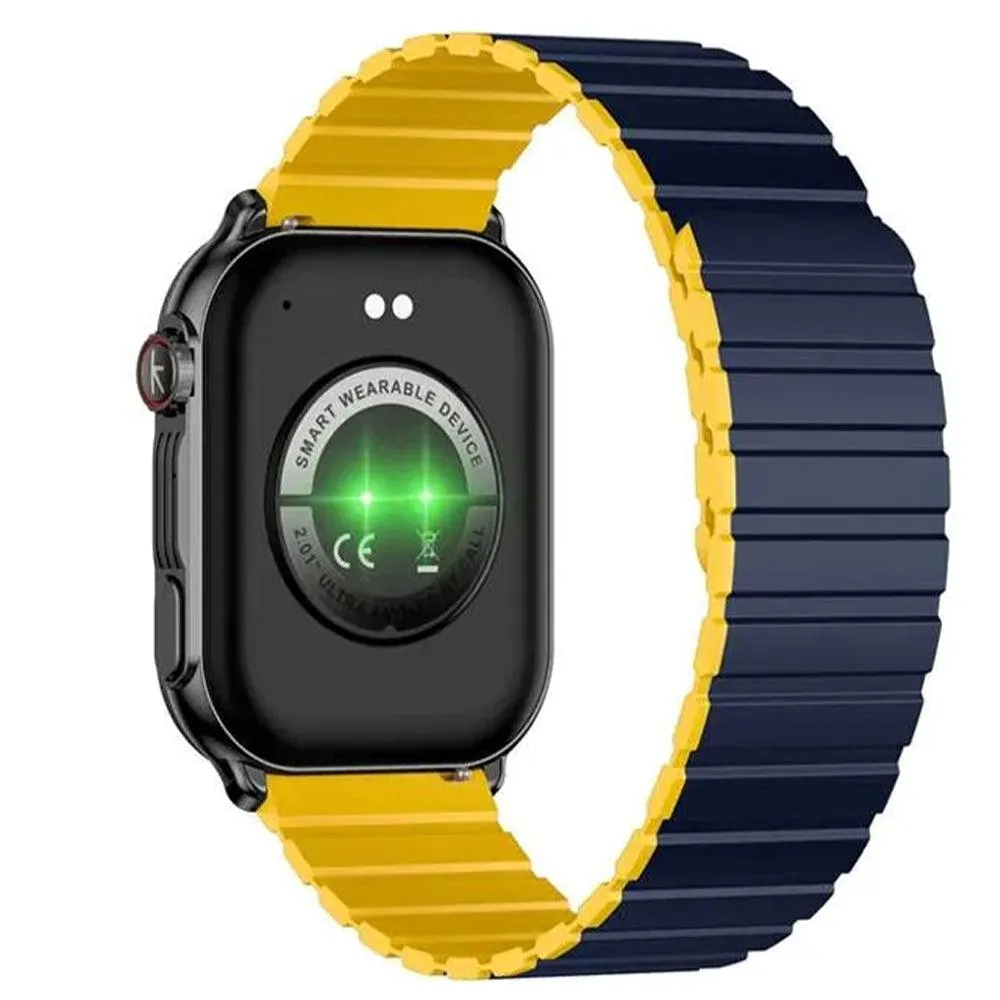 Kieslect Ks Pro Smart Watch Black Metal Case With Blue x Yellow Strap & Extra Black Strap