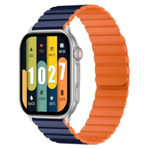 Kieslect Ks Pro Smart Watch Silver Metal Case With Blue x Orange Strap & Extra Black Strap