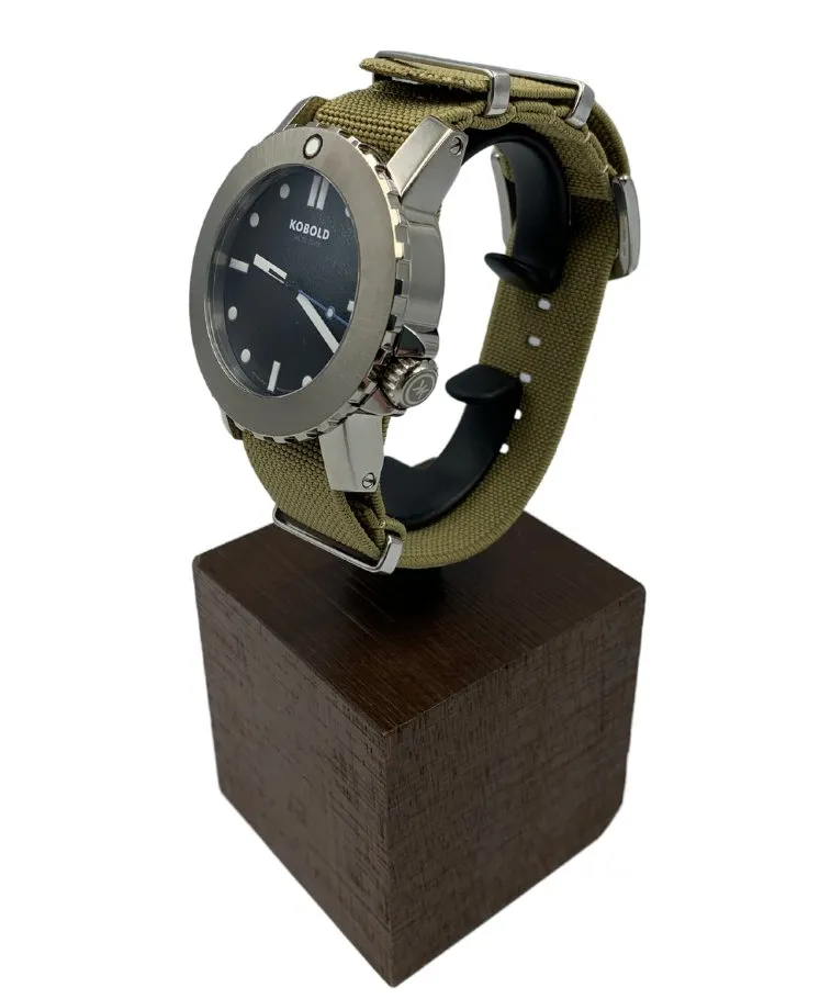 Kobold Arctic Diver Titanium Polished Watch with Tan Nylon Strap