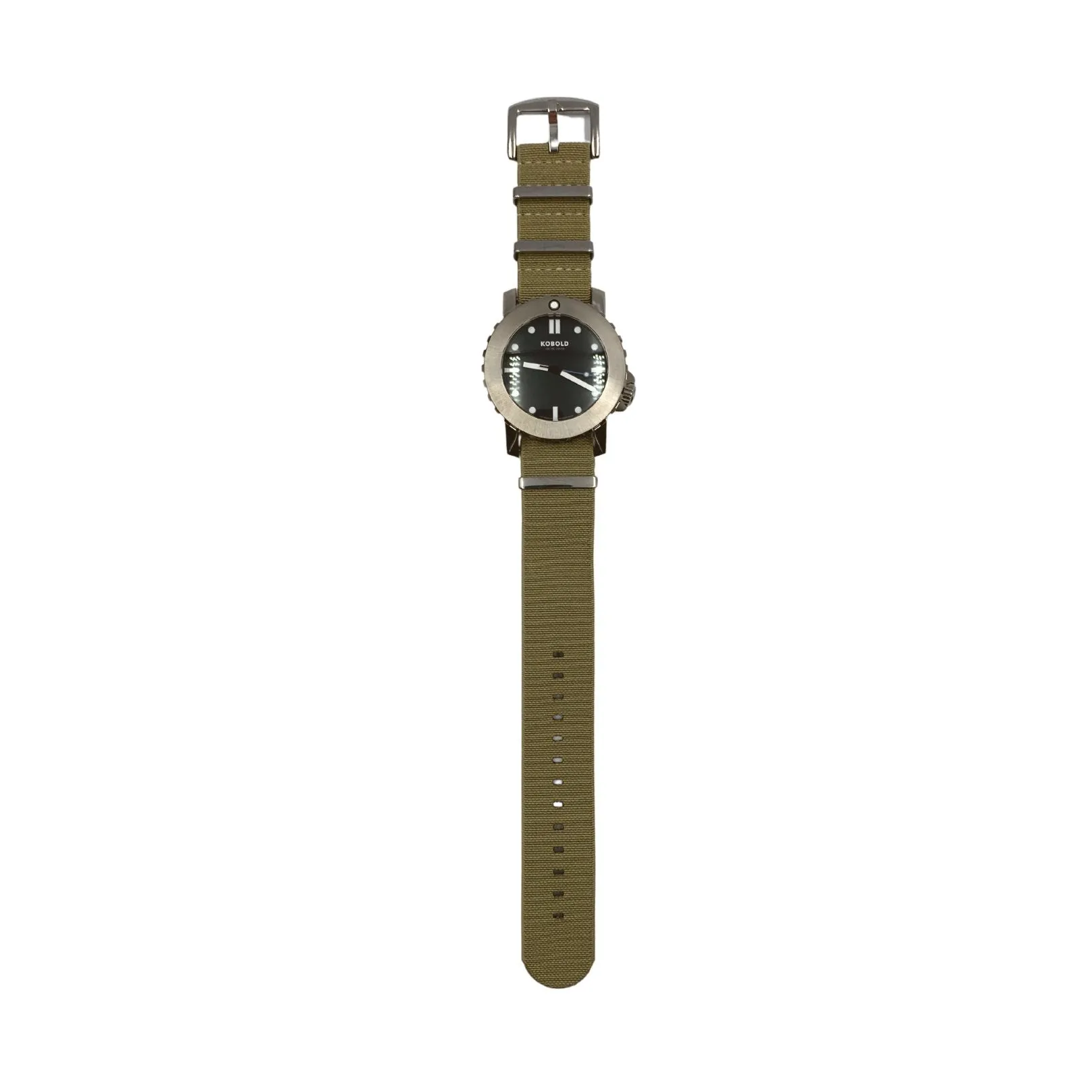 Kobold Arctic Diver Titanium Polished Watch with Tan Nylon Strap