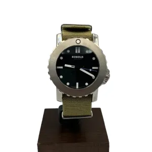 Kobold Arctic Diver Titanium Polished Watch with Tan Nylon Strap