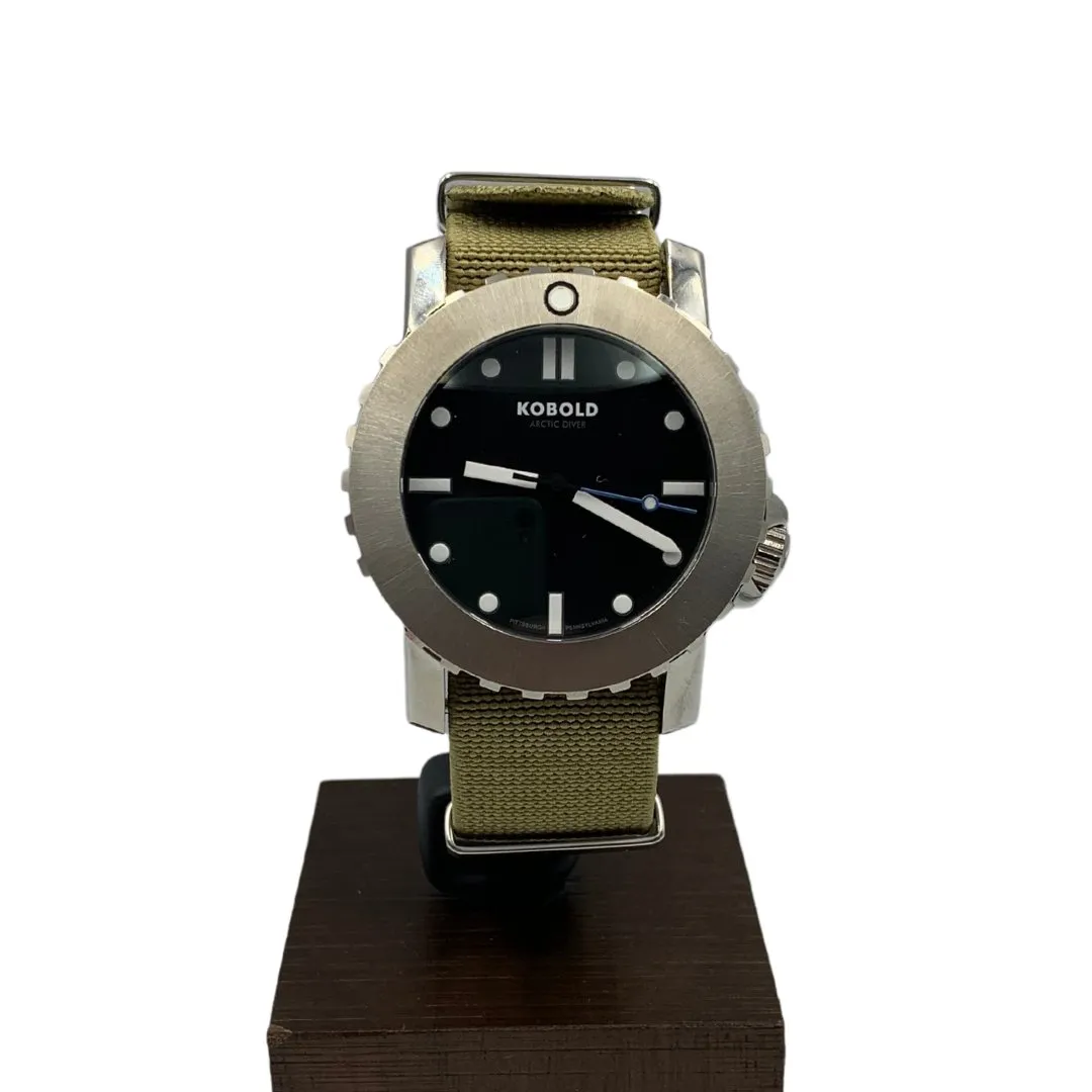 Kobold Arctic Diver Titanium Polished Watch with Tan Nylon Strap