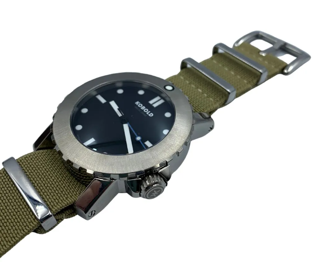 Kobold Arctic Diver Titanium Polished Watch with Tan Nylon Strap