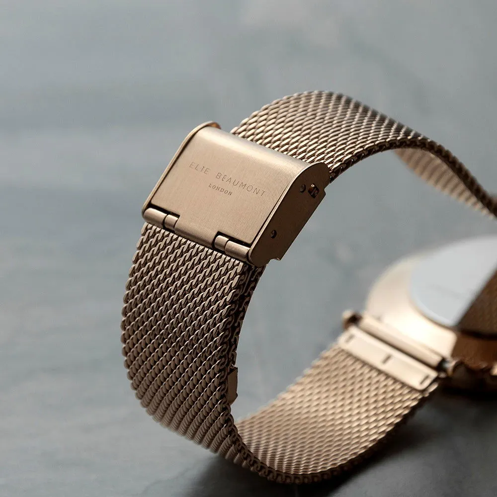 Ladies Engraved Watch In Rose Gold - Round