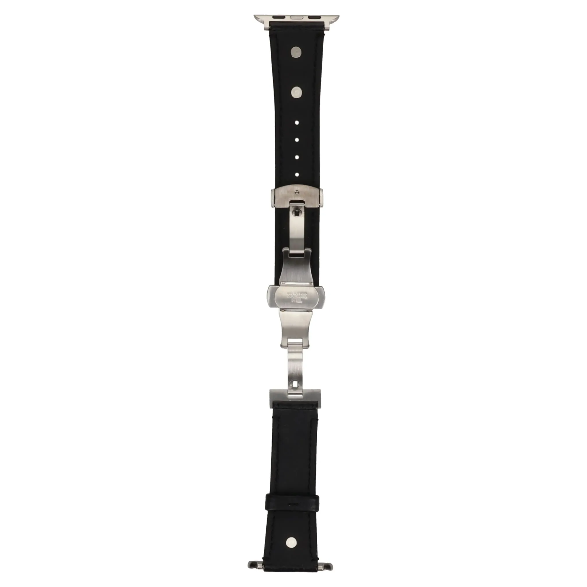 LEATHER HYBRID BAND SILVER STUDS for Apple Watch / BLACK