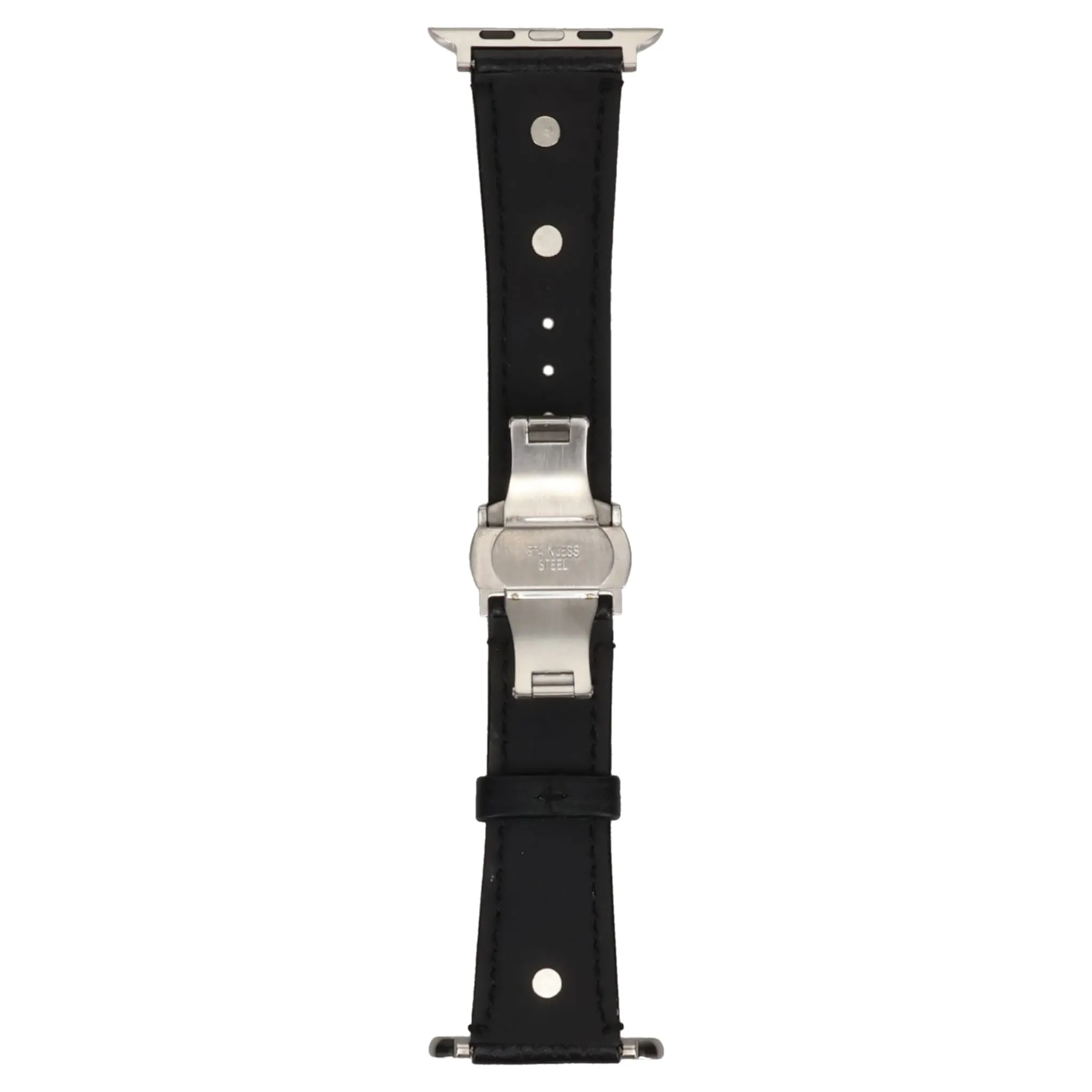 LEATHER HYBRID BAND SILVER STUDS for Apple Watch / BLACK