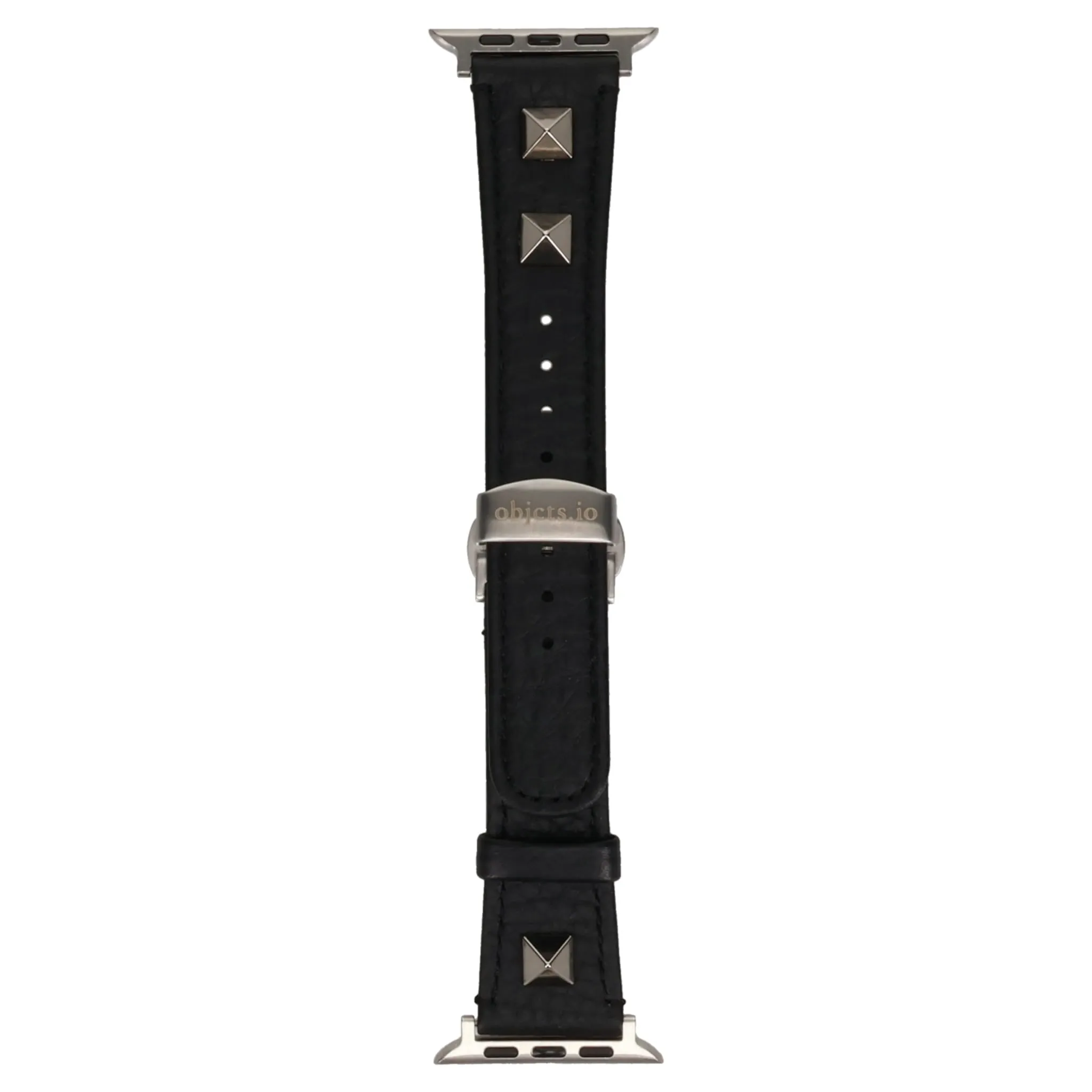 LEATHER HYBRID BAND SILVER STUDS for Apple Watch / BLACK
