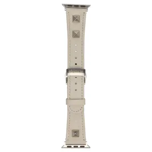 LEATHER HYBRID BAND SILVER STUDS for Apple Watch / WHITE BEIGE