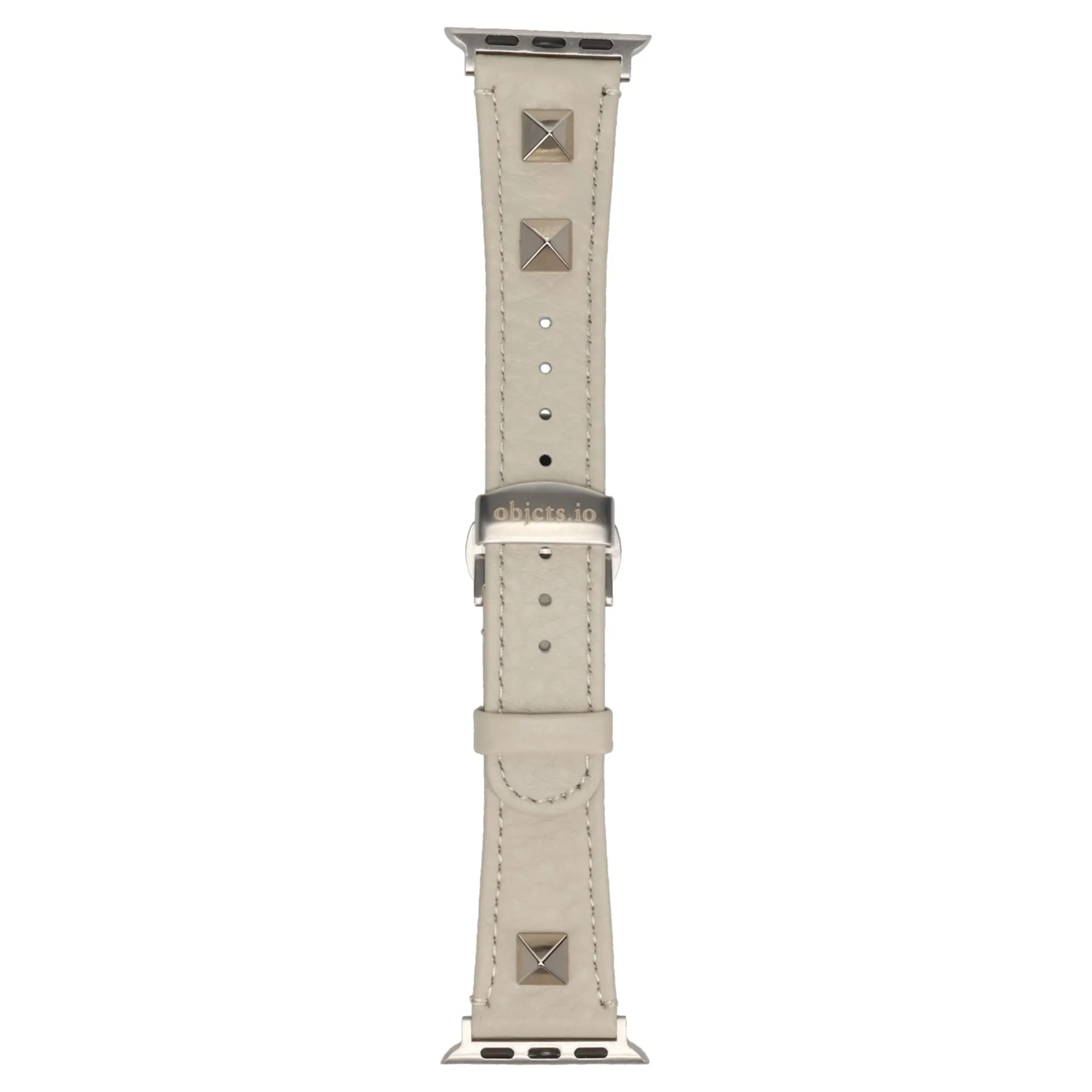 LEATHER HYBRID BAND SILVER STUDS for Apple Watch / WHITE BEIGE