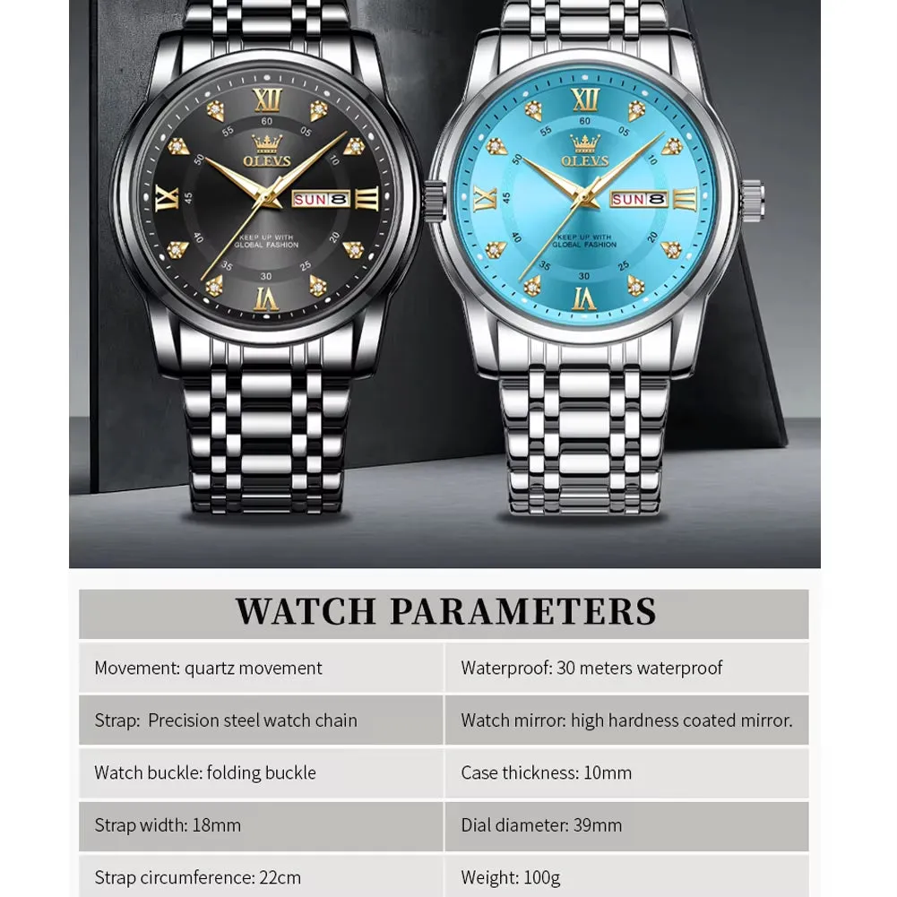 Luxury Top Brand  Quartz Watch for Men Stainless Steel Waterproof Watches Classic Business Men'S Wristwatch (Exclusive New)