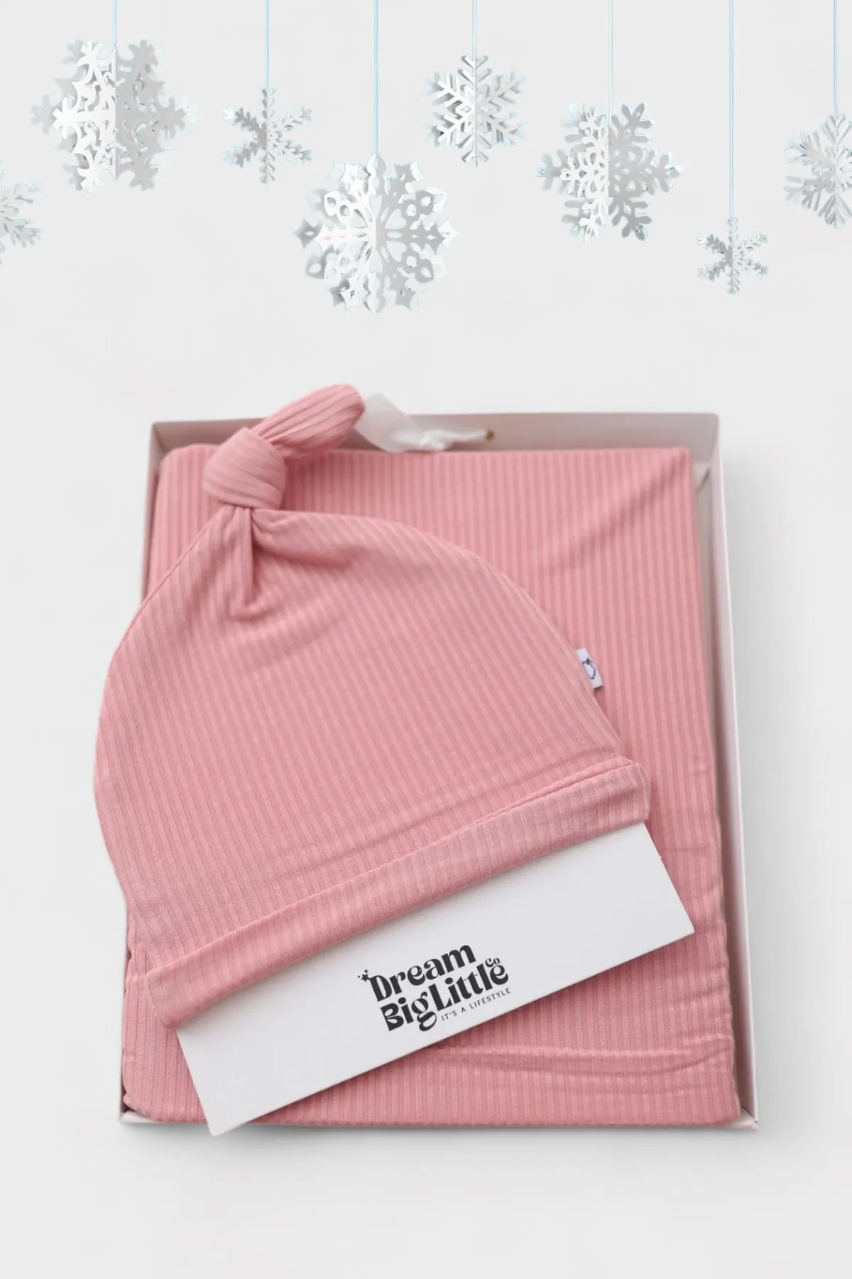 MAUVE RIB DREAM SWADDLE & BEANIE