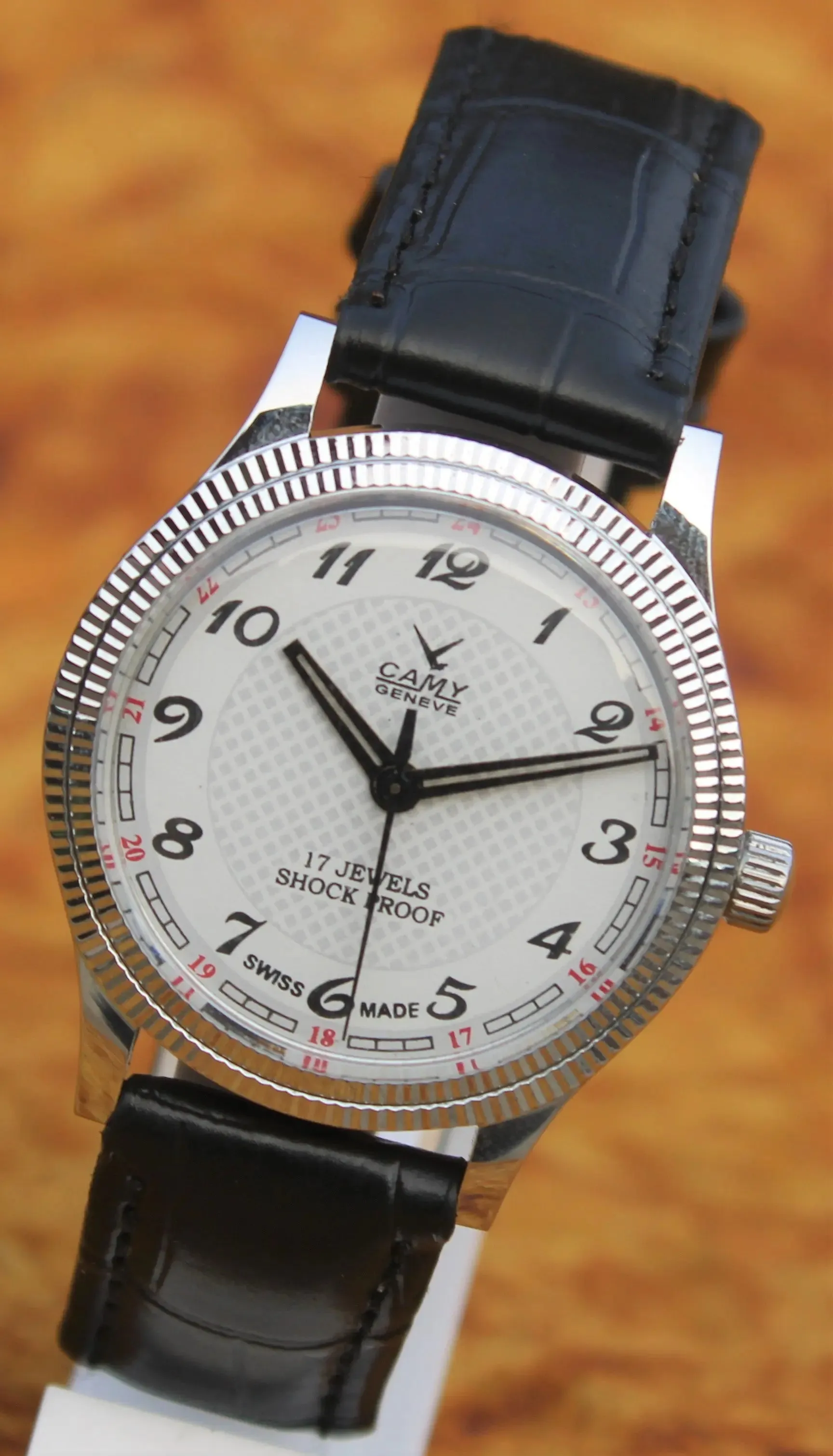 Mechanical Men's Watch Camy Geneva Vintage 17 Jewels FHF ST96 Swiss Hand Wind Mechanism