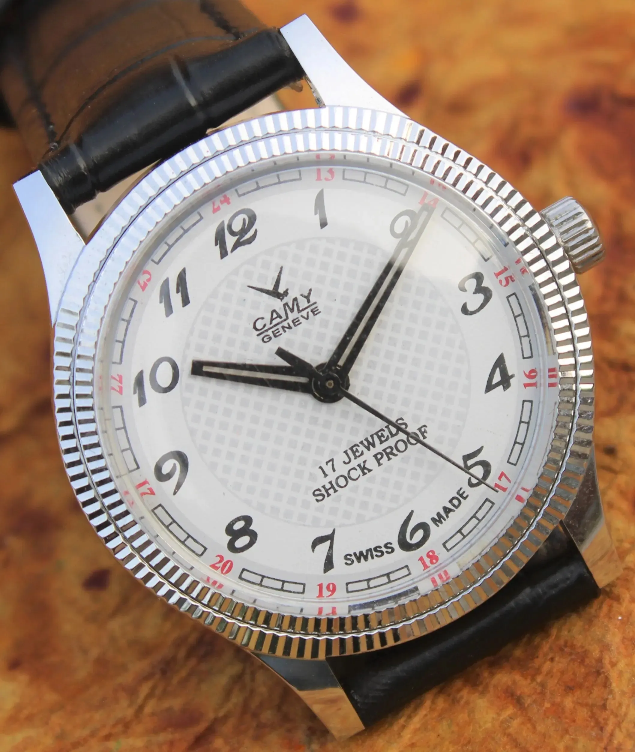 Mechanical Men's Watch Camy Geneva Vintage 17 Jewels FHF ST96 Swiss Hand Wind Mechanism