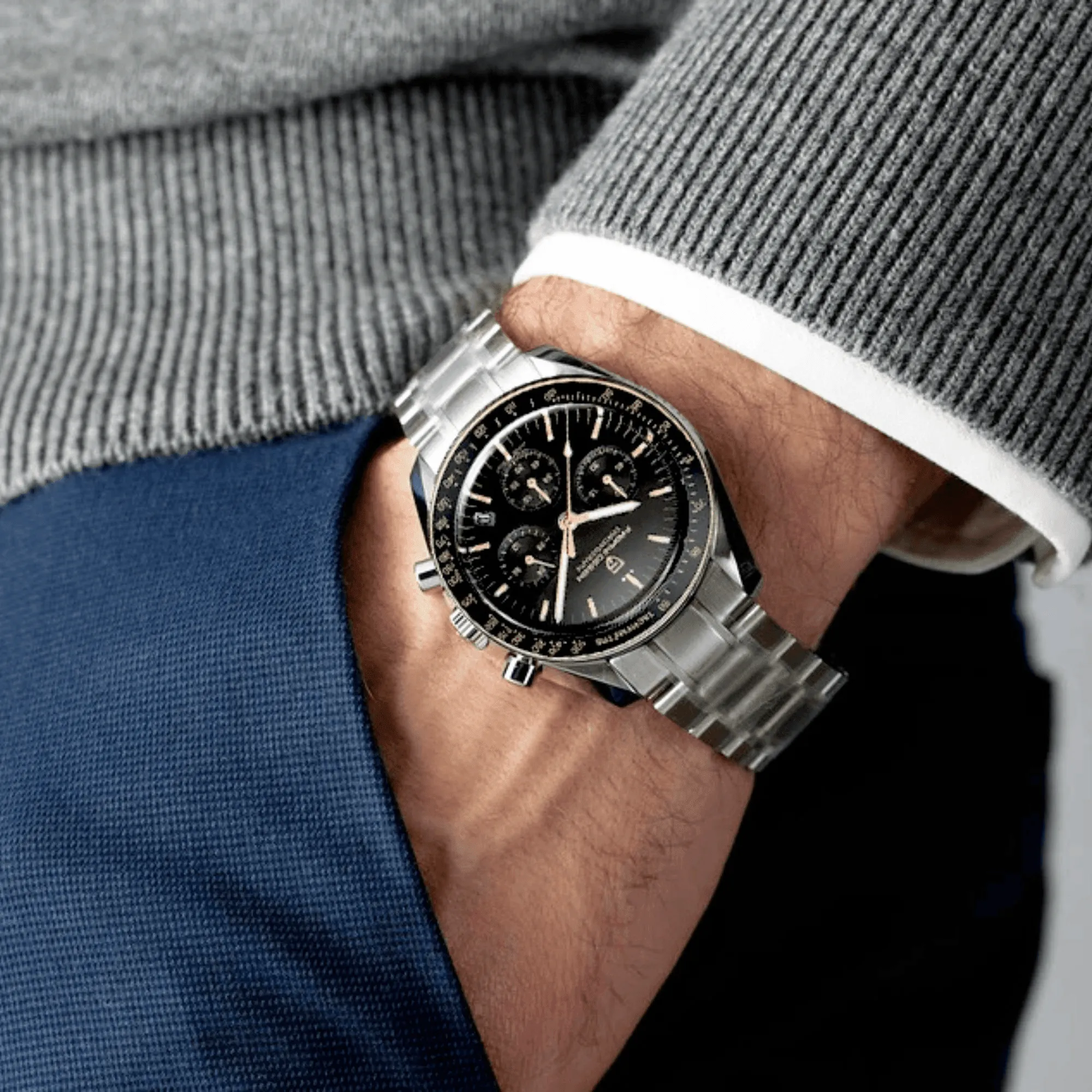 Men's Omega Speedmaster Moonwatch Homage Watches Luxury Quartz Wrist Watch For Men AR Sapphire Speed Chronograph Automatic Date