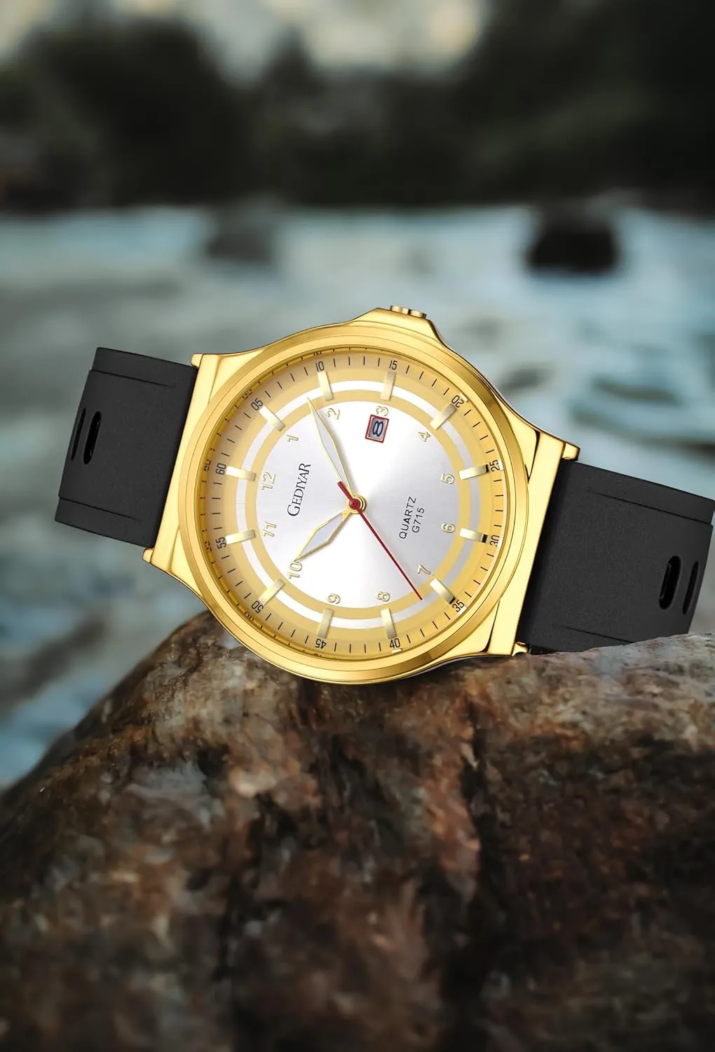 Men's Silicone Analog Quartz Watch, Easy Read Fashion Business Dress Casual Sport, Waterproof, Date Calendar, Wrist Watch for Men