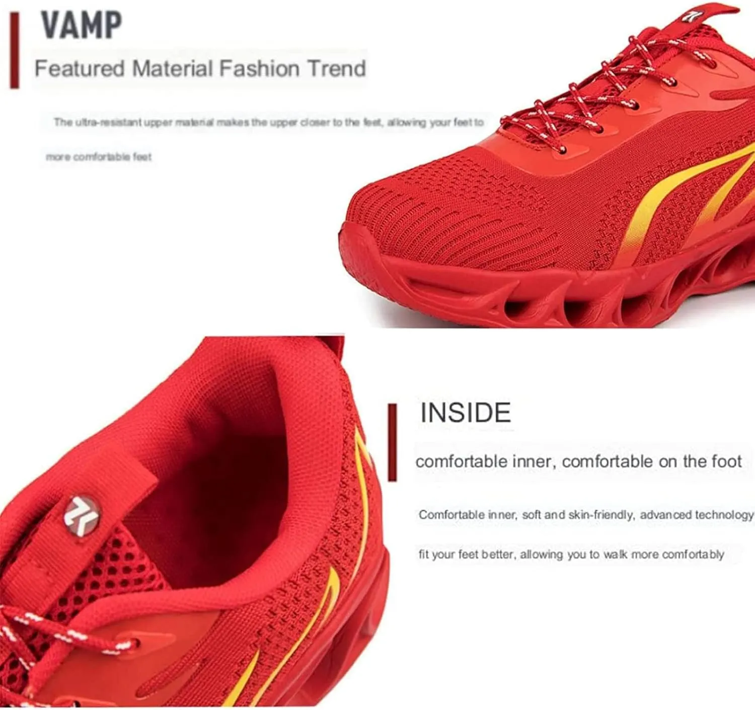 Men's Women's Relieve Foot Pain Perfect Walking Shoes, Orthopedic Sneakers for Women and Man Slip on (Black and Red,US 10)