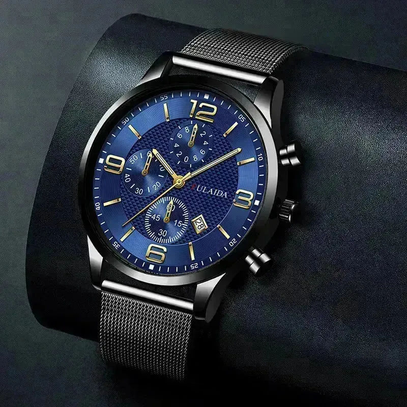 Mesh Strap Calendar Quartz Simple Casual All-match Men's Watch