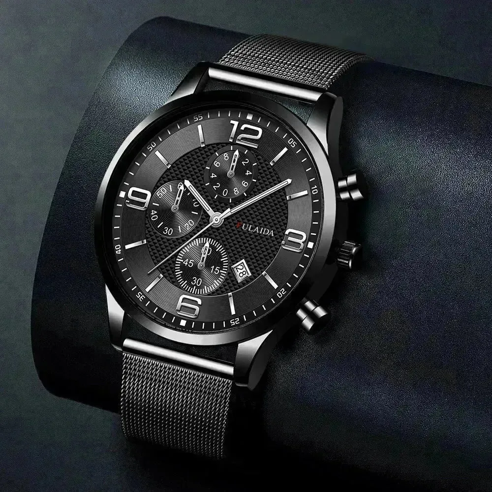 Mesh Strap Calendar Quartz Simple Casual All-match Men's Watch