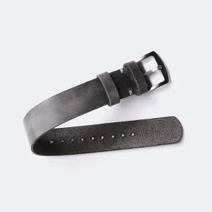 Military Style Leather Watch Strap - Antique Gray