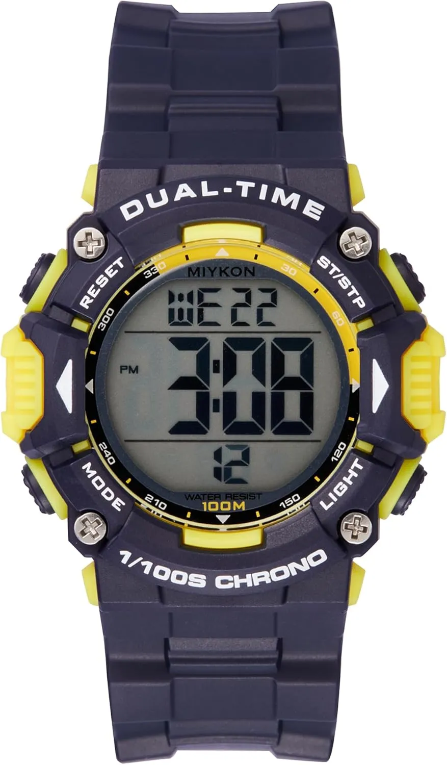 Miykon Womens Sports Digital Watch - Lightweight Shockproof, Super Illuminator, Stopwatch and Timer, Alarm, Dual Time, 24hr Military Time, 100M Water Resistant