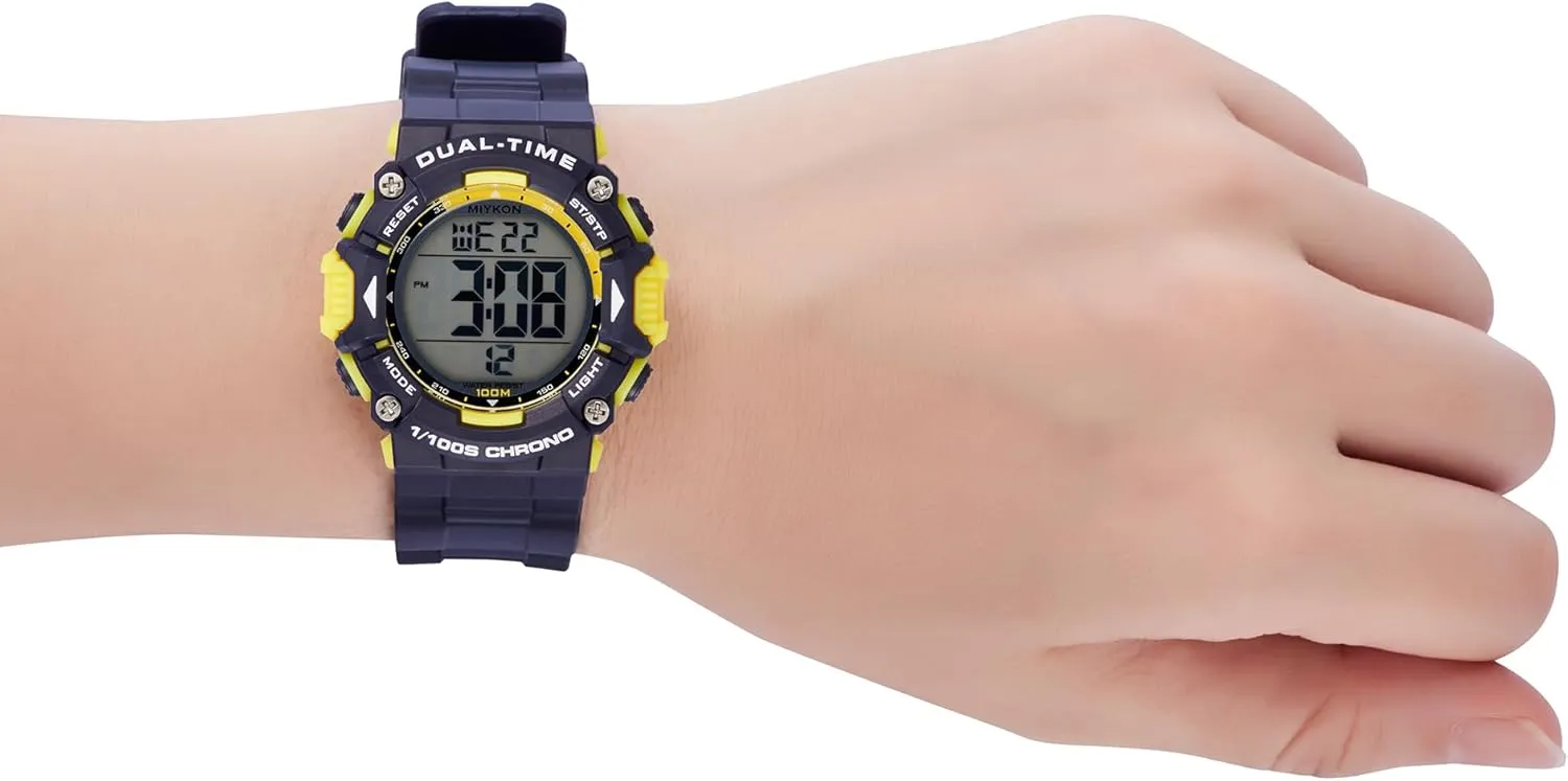 Miykon Womens Sports Digital Watch - Lightweight Shockproof, Super Illuminator, Stopwatch and Timer, Alarm, Dual Time, 24hr Military Time, 100M Water Resistant
