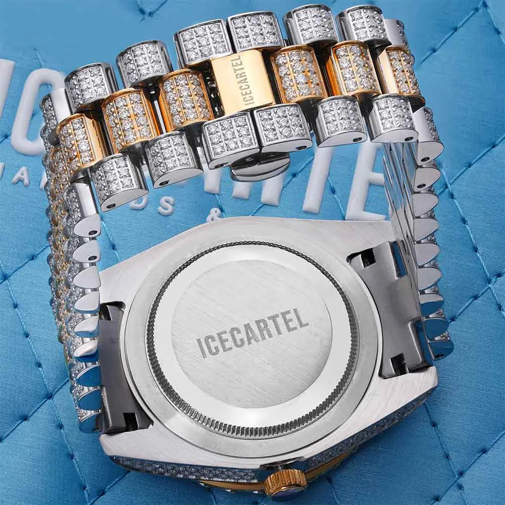 Moissanite Presidential Watch | 41MM | Roman Numeral Dial | 18.3CT Iced Out | 14K Rose Gold
