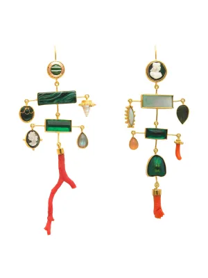 Multilayer balance coral drop earrings